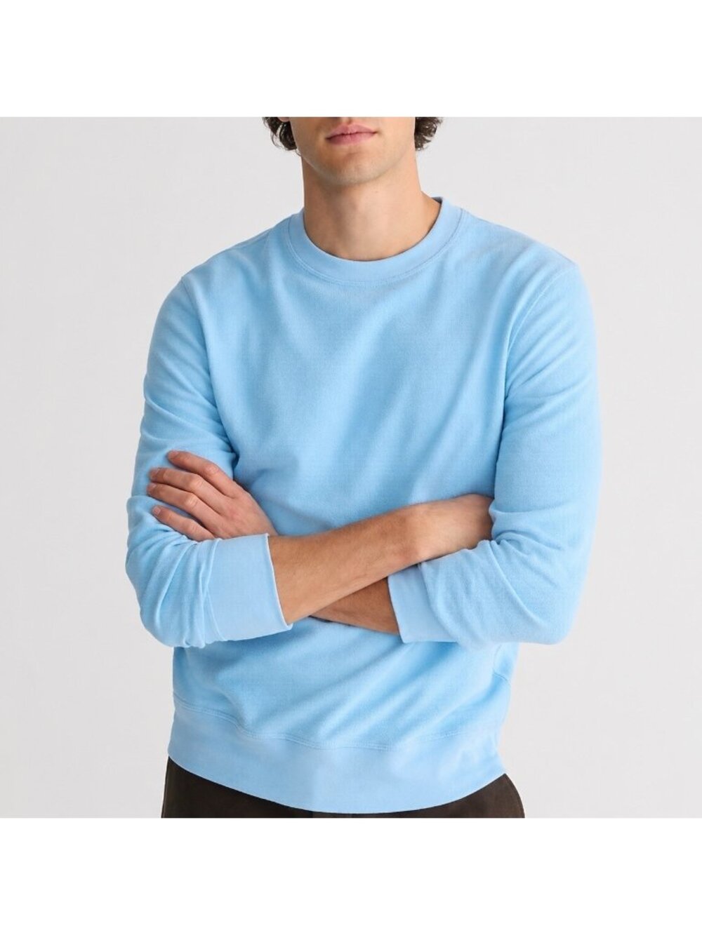 J Crew Mens Long Sleeve Textured Sweater Tee Sz Large Light Pool Blue Pullover